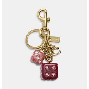 Coach NEW Pink Glitter Rhinestone Dice Cluster Bag Charm Key Chain RARE So Cute!
